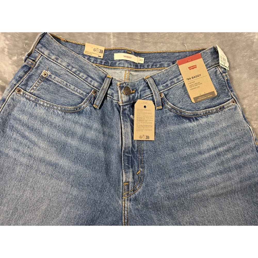 NWT Levi's Women's Mid-Rise 94's Baggy Straight Leg Blue Denim Jeans 30x31 - Picture 5 of 11
